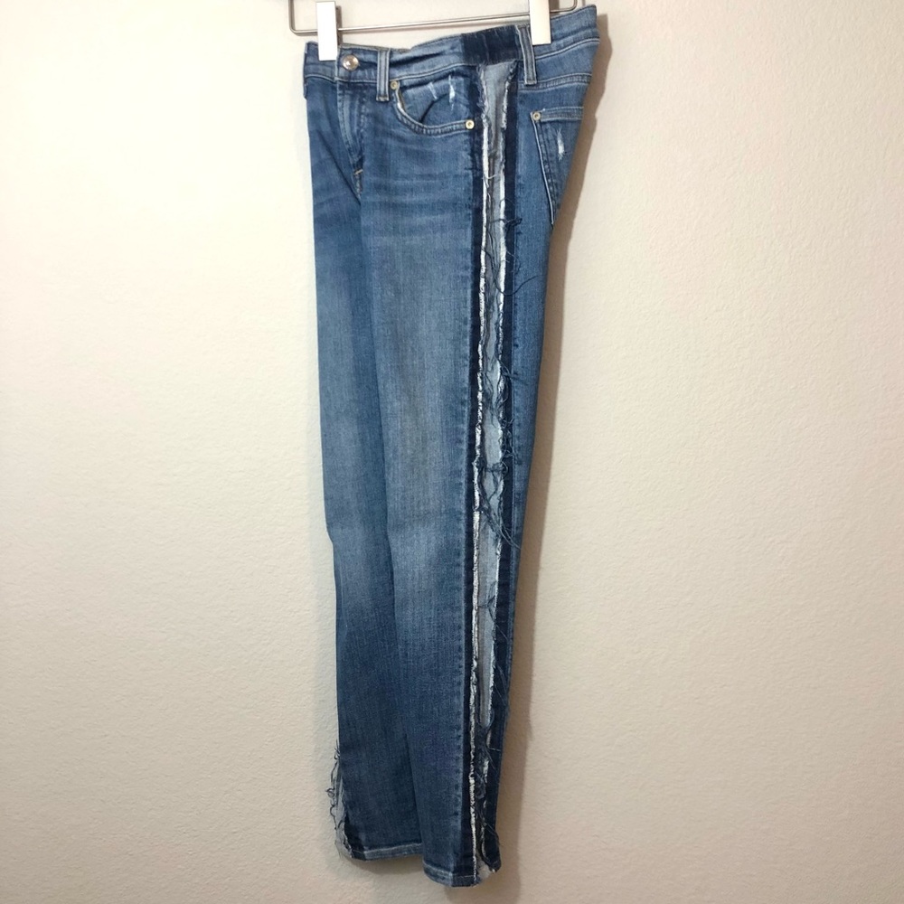 \7 FAM\• Distressed Side Stripe Jeans - Picture 12 of 16